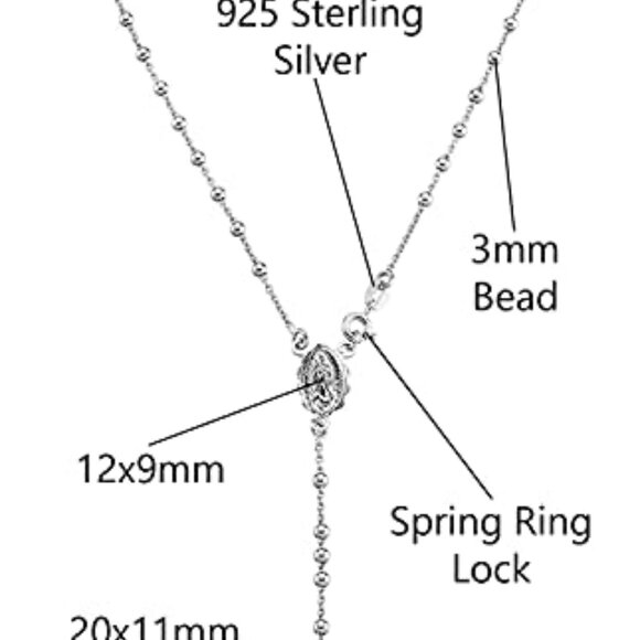 Sterling Silver Y Necklace Elegant Minimal Chic Italian Bead Chain Pendant - Picture 3 of 8